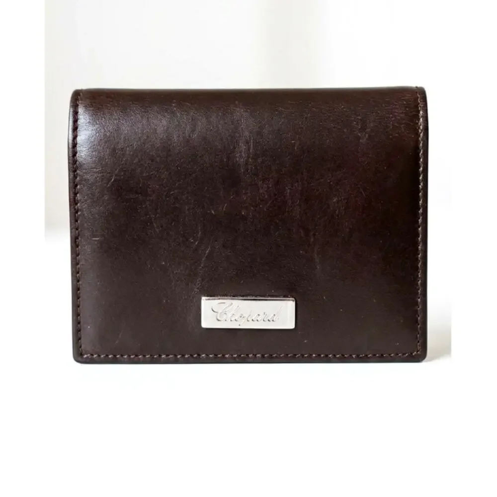Chopard Men's Brown Leather Bifold ID Card Holder Wallet ITALY